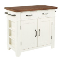 OSP Home Furnishings BP-4207-942 Urban Farmhouse Kitchen Island White Base with Vintage Oak Top